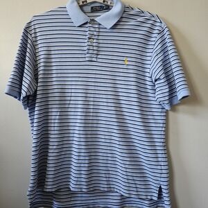 Polo Ralph Lauren Shirt Men's‎ Size XLT Polo Shirt Blue Stripe Pony Tall